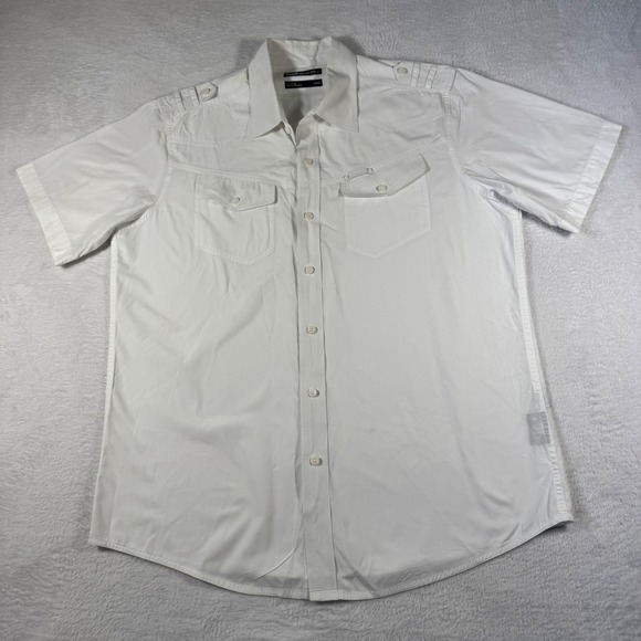 Ecko Unltd Other - Ecko Unltd Button Up Shirt‎ Mens Large White Epaulettes Utility E72 Streetwear